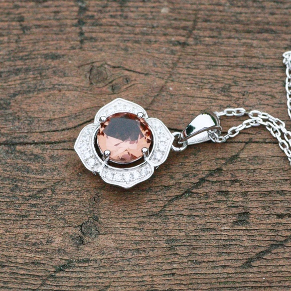 New Color Change Diaspore Flower Pendant Sterling Silver , Wedding , Bridal - Picture 3 of 8